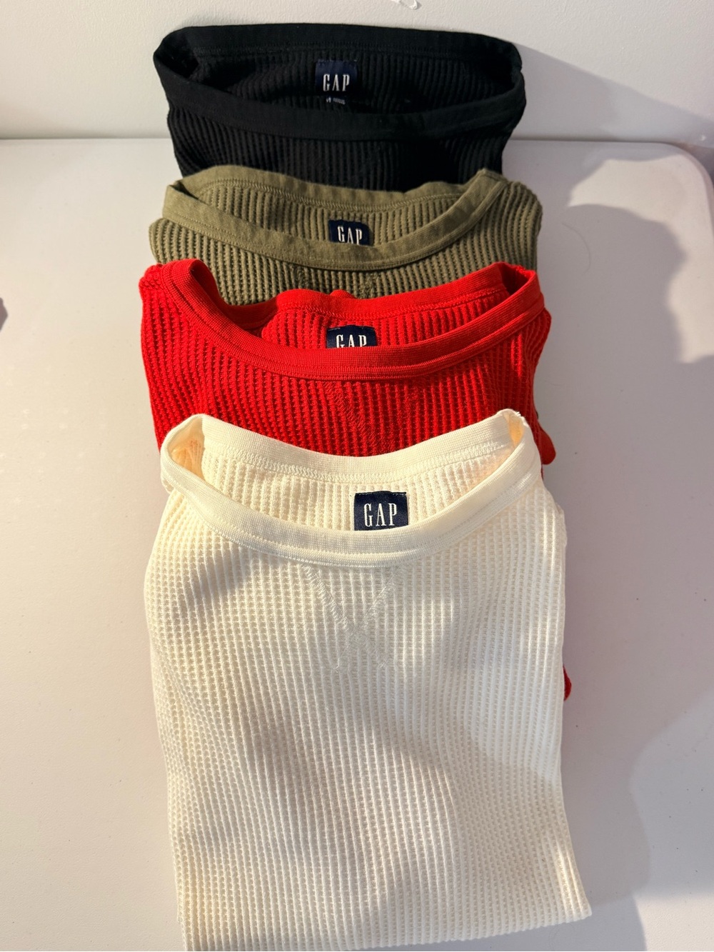 GAP Men's Crewneck Thermal Sweater Set — Black, Olive, Red, White